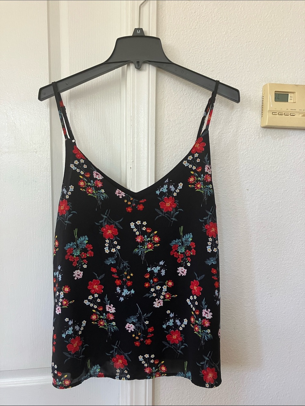 Cotton On Sheer Black Floral Camisole With Adjustable Straps Size L